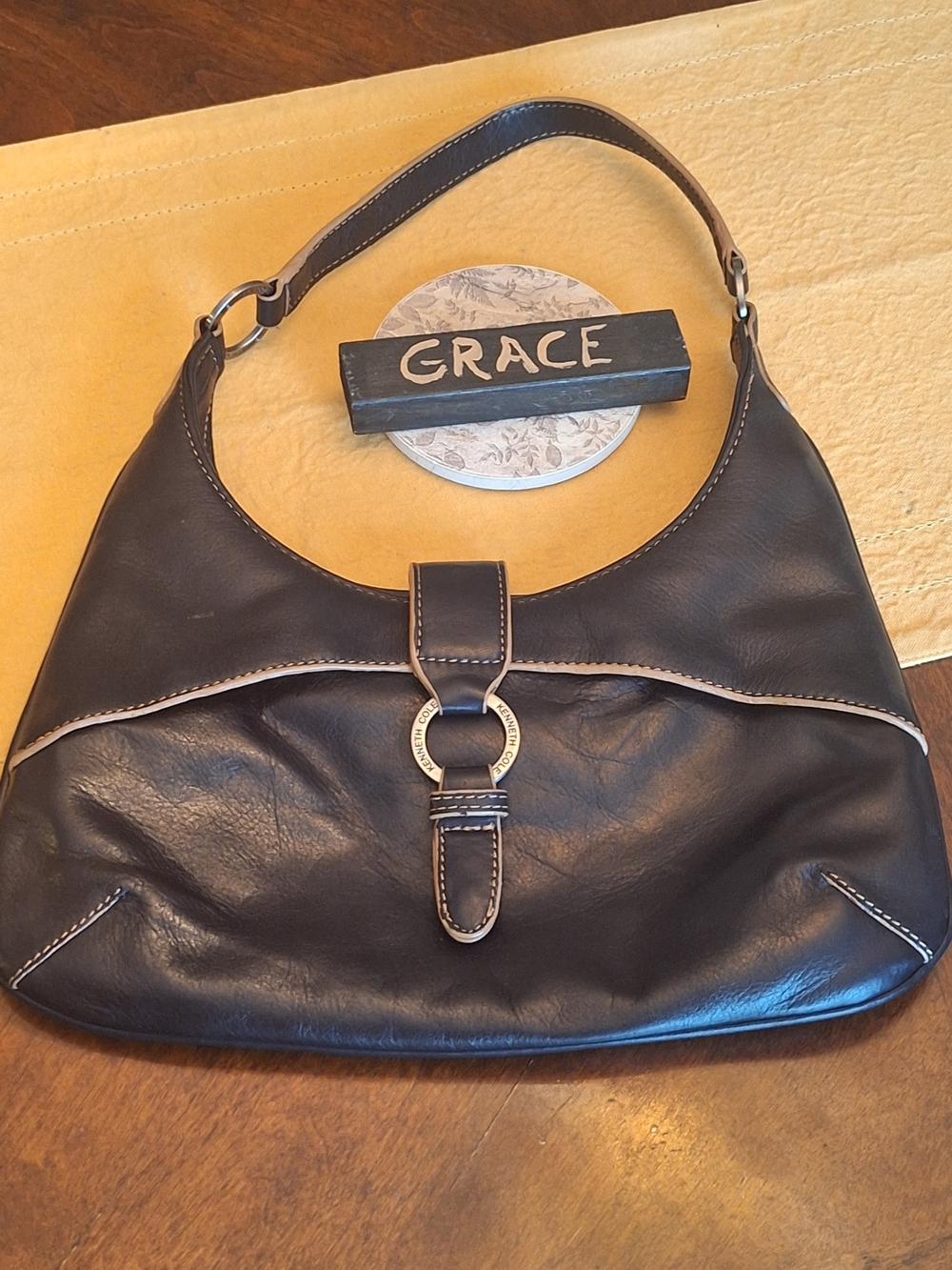 Y2K NICE!! Black Leather Hobo Bag Half Moon Shoulder Purse